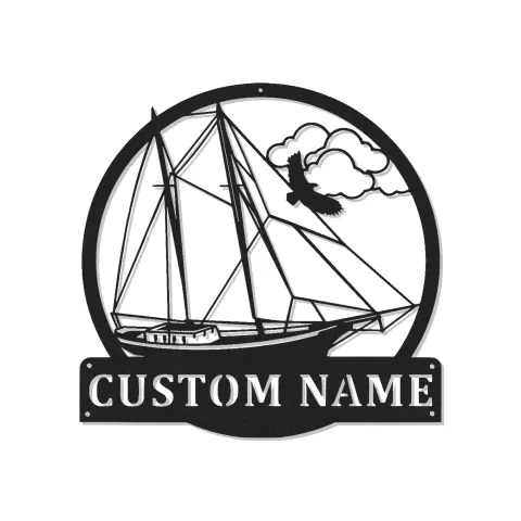 Personalized Sailboat Metal Wall Art | LED Nautical Ship Sign | Custom Sailor Gift & Coastal Home Decor
