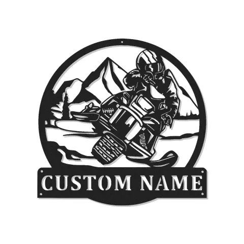 Custom Snowmobile Rider LED Sign | Personalized Metal Wall Art | Mountain Adventure Gift for Snowmobiler