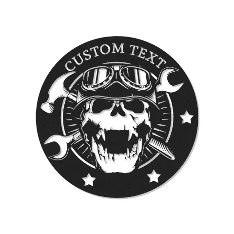 Custom Garage Sign with LED | Personalized Mechanic Skull Metal Wall Art | Vintage Biker Decor for Workshop or Man Cave