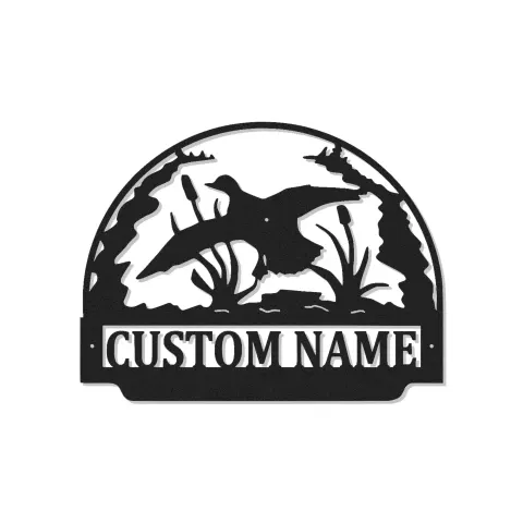 Personalisierte LED-Metall-Wandkunst mit Entenjagd-Szene – Geschenk für Jäger, Hütte oder Lodge