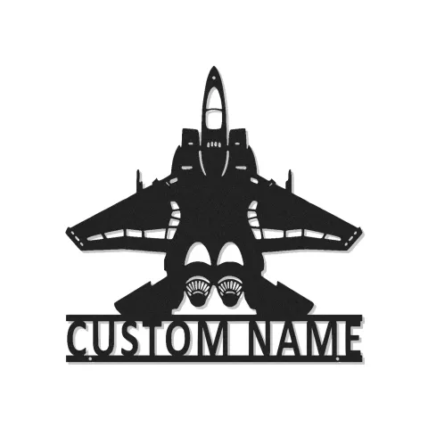 Individuelles Kampfjet LED-Schild | Personalisierte Metall-Wandkunst | Geschenk für Militärpiloten | Flugzeugdekoration für Männerhöhlen