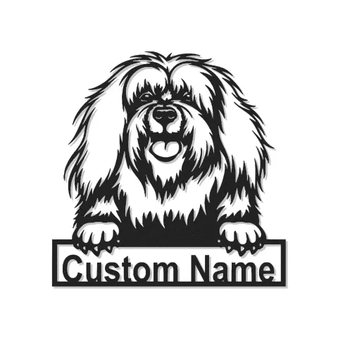 Décoration murale en métal personnalisée pour chien shaggy avec rétroéclairage LED, cadeau personnalisé pour amoureux des animaux, décoration de salon pour propriétaires de chiens