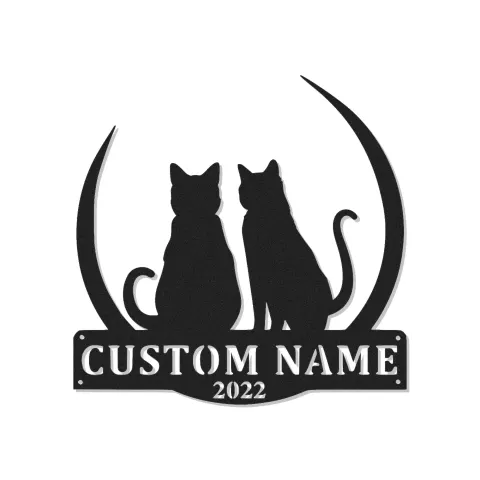 Décoration murale en métal personnalisée en forme de silhouette de chat avec rétroéclairage LED - Cadeau pour amoureux des animaux - Décor de chambre ou de salon