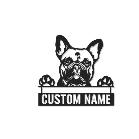 Französische Bulldogge LED Metallschild | Personalisierte Hundeschild | Individuelles Geschenk für Tierliebhaber | Modernes Minimalistisches Wohndekor
