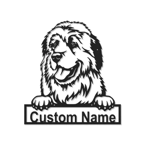 Décoration murale en métal personnalisée avec chien Terre-Neuve et rétroéclairage LED - Cadeau pour parent d'animal - Décor de salon