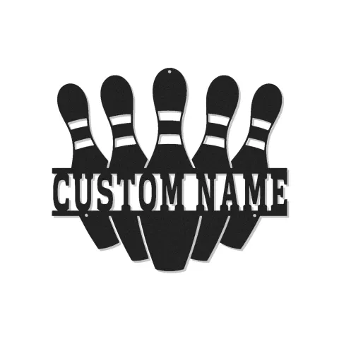 Décoration murale en métal personnalisée avec des quilles de bowling et rétroéclairage LED - Cadeau personnalisé pour les passionnés de bowling et décoration de salle de jeux