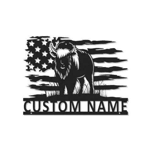 Insegna in metallo LED Bisonte Americano Personalizzata Regalo Patriottico Decorazione Rustica per Amanti della Fauna