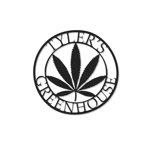 Insegna in metallo personalizzata con luce LED foglia di cannabis regalo per appassionati di serre decorazione per la casa