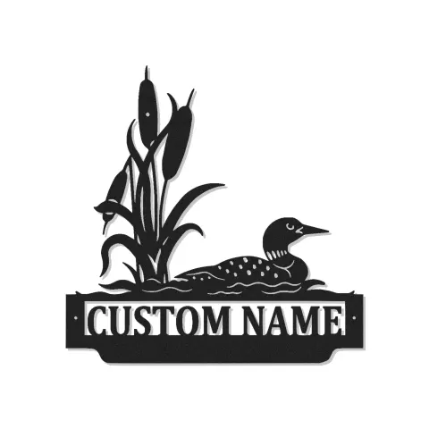 Cartel de metal personalizado Ganso | Decoración de casa de lago retroiluminada LED | Placa de nombre personalizada de cabaña | Arte mural rústico de vida silvestre