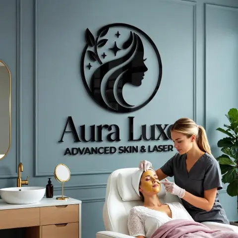 Custom Acrylic 3D Wall Sign | Glossy Black Acrylic Med Spa & Skin Clinic Logo | Personalized Aesthetic Studio Business Signage