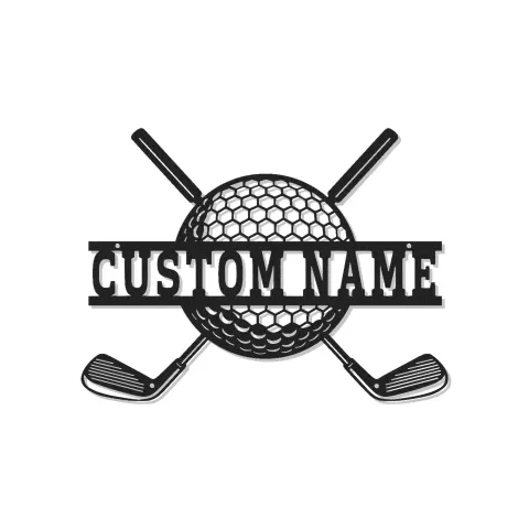 Arte mural LED de golf personalizado | Cartel con nombre de golfista personalizado | Decoración para cueva del hombre y regalo para bar en casa