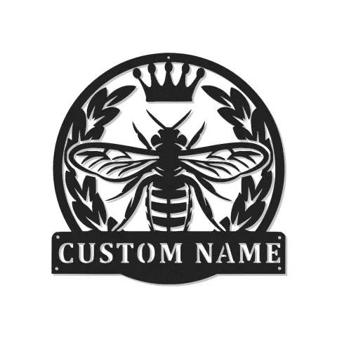Custom Bee with Crown Led Light Metal Wall Art Personalized Gift for Nature Lovers Living Room or Garden Decor