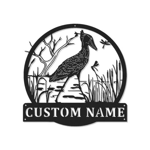 Insegna in metallo personalizzata con airone | Arte murale wildlife con LED | Decorazione personalizzata con uccelli per amanti della natura | Insegna rustica per baita