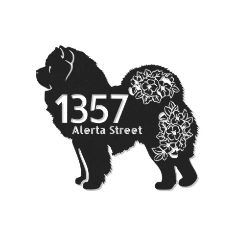 Insegna in metallo LED personalizzata Chow Chow, regalo per amanti dei cani, decorazione per indirizzo esterno