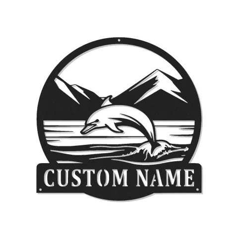 Custom Dolphin Ocean Scene Led Light Metal Wall Art Personalized Beach Lover Gift Coastal Home Decor