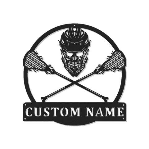 Custom Lacrosse Sign with LED | Personalized Metal Wall Art for Player or Coach | Man Cave Sports Decor