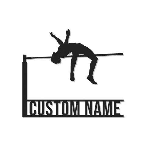 Personalisierte Hochsprung Metall-Wandkunst | Individuelles LED-Schild für Athleten | Geschenk für Leichtathletik-Dekor