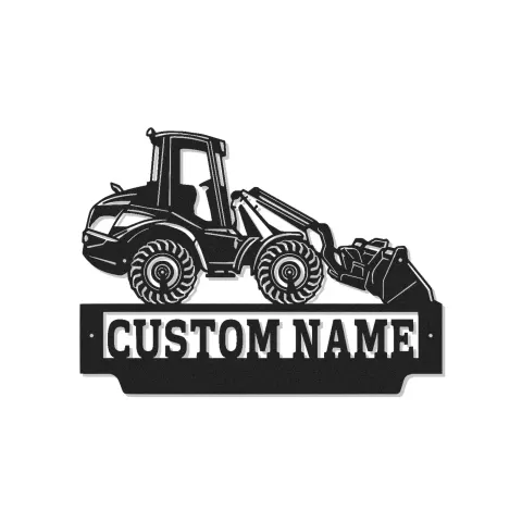 Panneau en métal personnalisé de Tracteur | Décoration murale LED de chargeur frontal personnalisée | Cadeau pour ouvrier du bâtiment pour le garage | Décor de matériel lourd