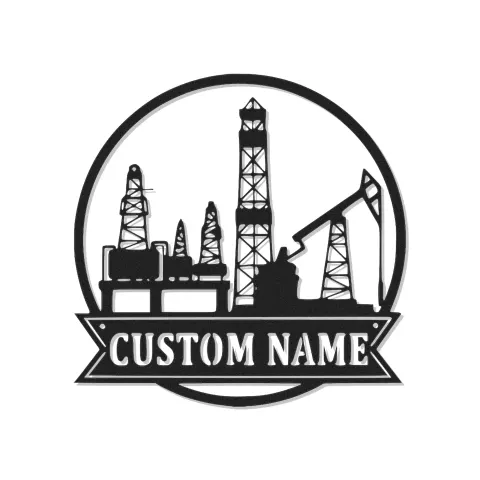 Custom Oil Rig LED Sign | Personalized Metal Wall Art | Industrial Oilfield Worker Decor & Roughneck Gift