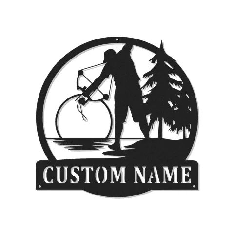 Custom Bow Hunter Led Light Metal Wall Art Personalized Gift for Archery Enthusiasts Rustic Cabin Decor