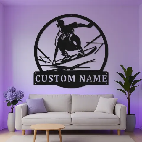 Personalisierte Skateboarder LED Metalltafel | Individuelles Skater Namensschild | Wandkunst für Jugendzimmer & Spielzimmer alternative Ansicht