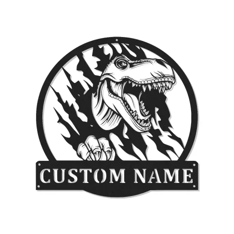 Insegna in metallo personalizzata T-Rex con luce LED regalo per la camera dei bambini o decorazione per la stanza giochi