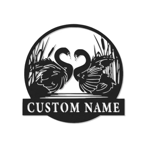 Personalisierte Schwan Metall-Schild | LED-beleuchtete Wandkunst für Paare | Individuelles Hochzeits- oder Jubiläumsgeschenk | Romantische Wohnkultur
