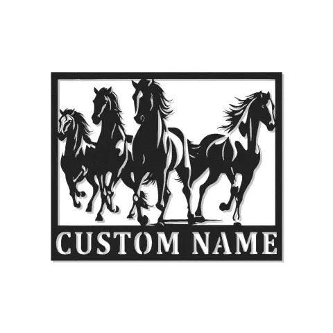 Insegna in metallo personalizzata con LED per cavallo | Arte murale equestri personalizzata | Decorazione per ranch e fienile per amanti dei cavalli