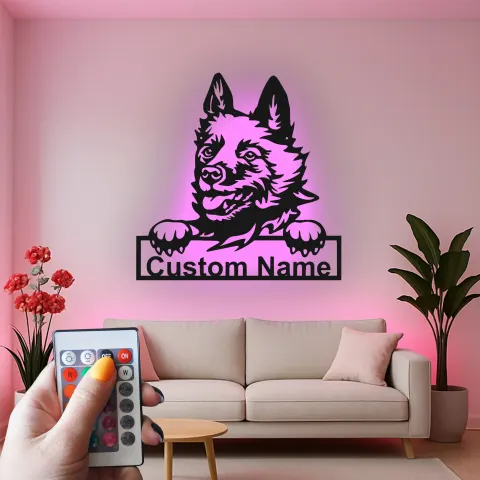 Vista alternativa di Insegna in metallo LED personalizzata con Pastore Tedesco Regalo per Amanti dei Cani Decorazione per Soggiorno