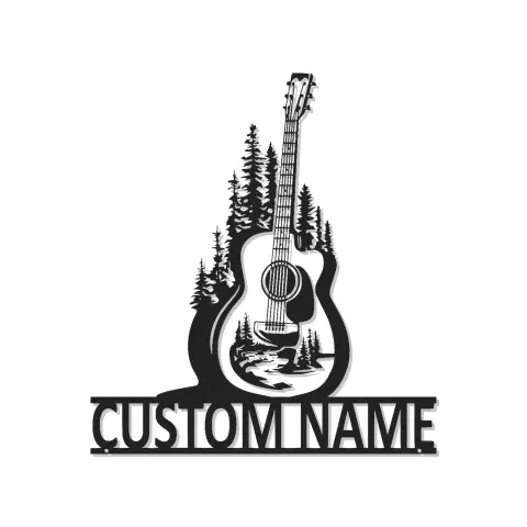 Custom Guitar LED Metal Art | Personalized Musician Name Sign | Studio Decor for Guitar Lover