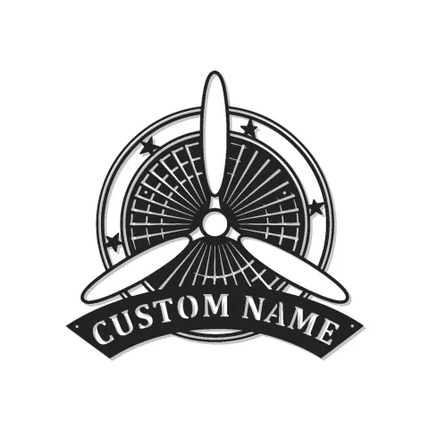 Décoration murale en métal personnalisée avec lumière LED d'hélice d'avion - Cadeau d'aviation pour pilote, décoration de hangar pour passionnés d'aviation