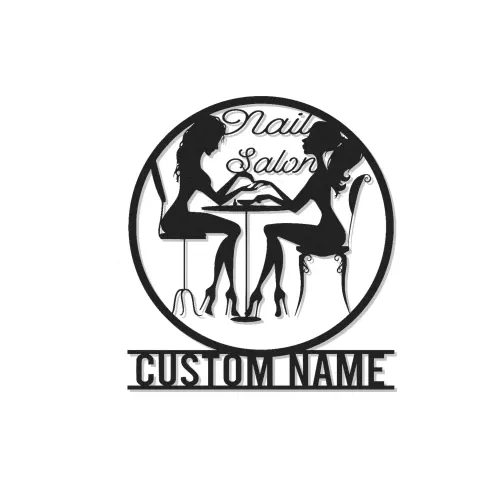Personalisiertes Nagelsalon-Schild | LED Metall-Wandkunst für Studio-Dekoration | Hinterleuchtete Silhouette der Nageltechnikerin | Elegante Geschäftsbeschilderung