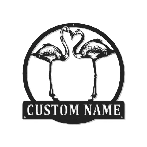 Personalisiertes Flamingo Metallschild | Individuelle Wandkunst | Tropische Patio- & Pooldekoration | Außen Vogelkunst
