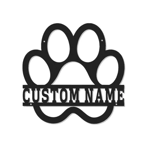 Personalisierte Pfotenabdruck LED-Licht Metall-Wandkunst für Tiereltern