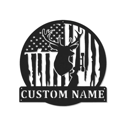 Custom Deer American Flag Led Light Metal Wall Art Hunting Gift for Him Rustic Cabin Decor