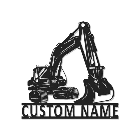 Custom Excavator Metal Sign | LED Light Wall Art | Construction Decor | Gift for Equipment Operator | Personalized Garage Sign