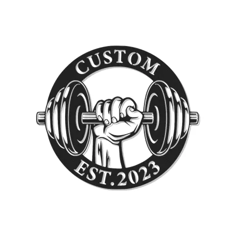 Cartel de metal LED personalizado con agarre de mancuerna para entusiastas del gimnasio