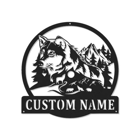 Custom Wolf Led Light Metal Wall Art Personalized Gift for Nature Lovers Rustic Cabin Decor