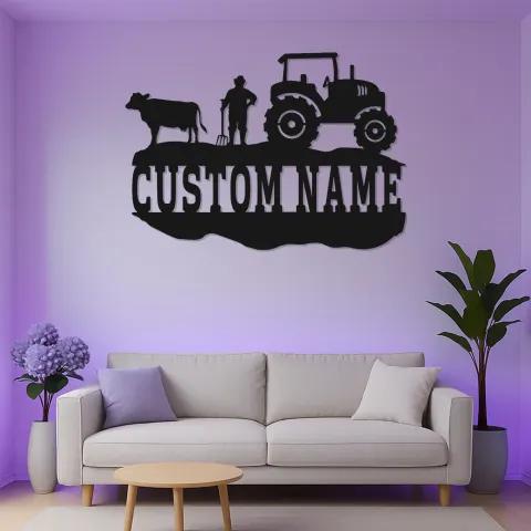 Personalisierte Traktor-Metallschild mit LED | Individuelle Wandkunst für den Bauernhof | Rustikale Dekoration für die Ranch | Geschenk für Landwirte alternative Ansicht