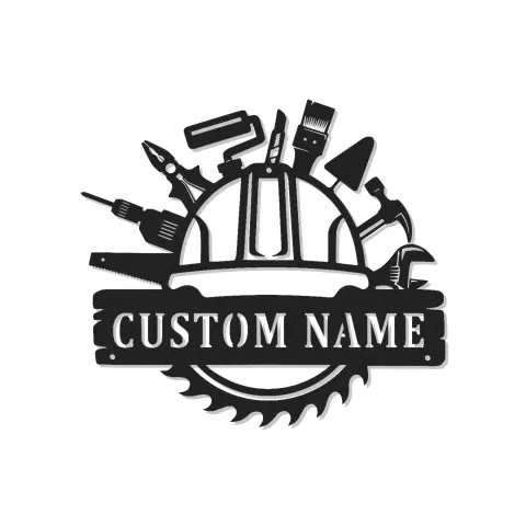 Cartel de metal personalizado con luz LED de herramientas de construcción, regalo personalizado para la decoración de talleres o garajes