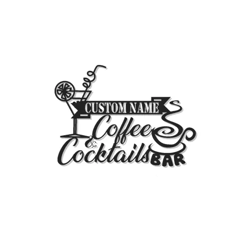 Cartel de metal LED personalizado de Café & Cócteles - Regalo para bar en casa, cocina o decoración de salón