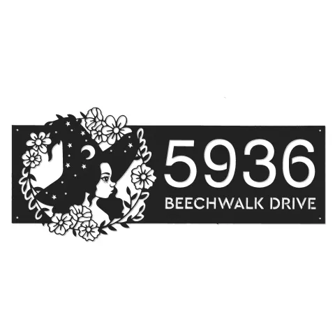 Vue alternative de Custom Metal Cute witch floral Halloween Metal Address Sign, House number, Outdoor Number Signage, Yard Sign Address Plate