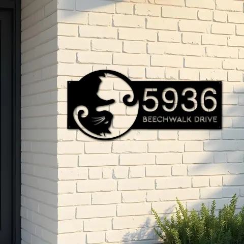 Custom Metal Yin Yang cat cute kitten pet Metal Address Sign, House number, Outdoor Number Signage, Yard Sign Address Plate