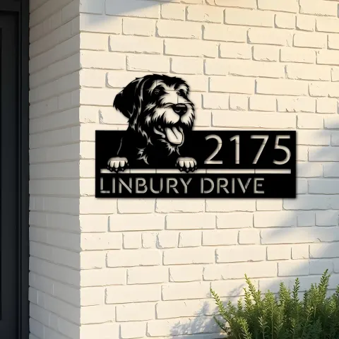 Custom Metal Spinone Italiano dog Puppy Metal Address Sign House number Hanging Address Plaque Yard Sign Outdoor decor