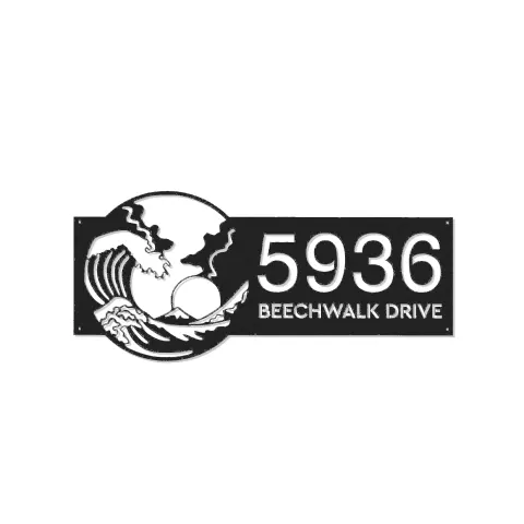 Vista alternativa de Custom Metal Waves Metal Address Sign, House number, Outdoor Number Signage, Yard Sign Address Plate