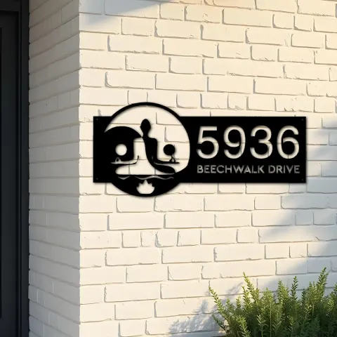 Custom Metal Yin Yang Yoga Namaste Metal Address Sign, House number, Outdoor Number Signage, Yard Sign Address Plate
