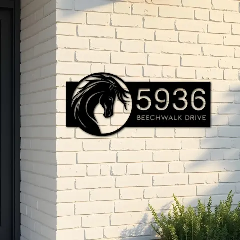 Custom Metal Horse head Metal Address Sign, House number, Outdoor Number Signage, Yard Sign Address Plate