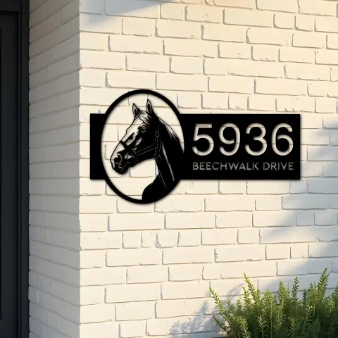 Custom Metal Horse head farm animal ranch Metal Address Sign, House number, Outdoor Number Signage, Yard Sign Address Plate