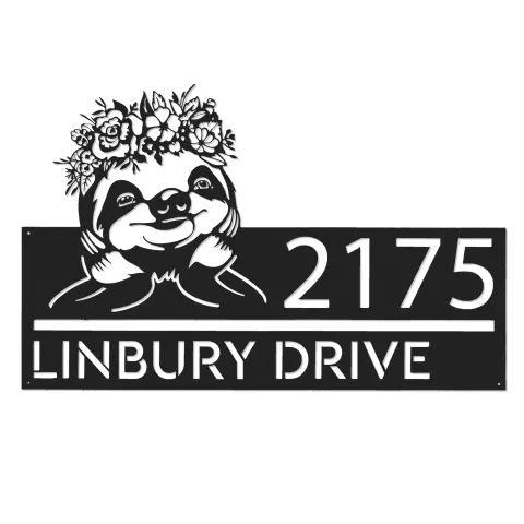 Vue alternative de Custom Metal Cute Sloth Metal Address Sign, House number, Outdoor Number Signage, Yard Sign Address Plate