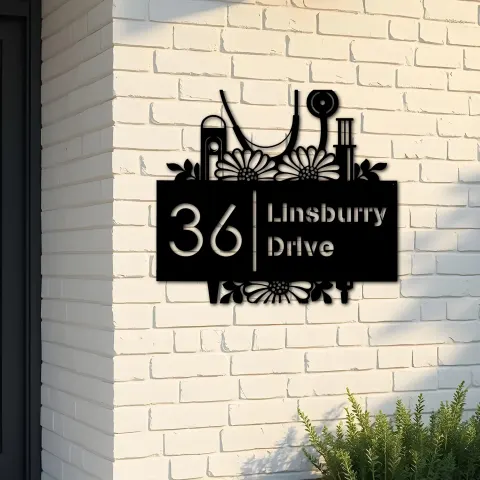 Custom Metal Nurse Medical tools Metal Address Sign, House number, Outdoor Number Signage, Yard Sign Address Plate